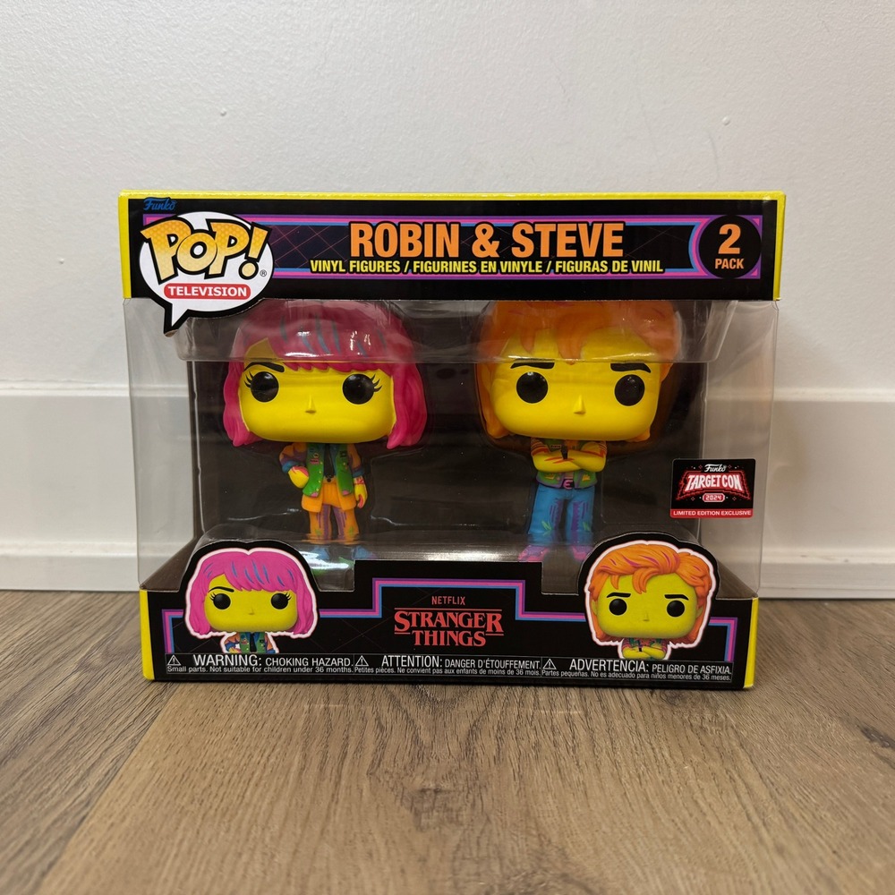 Funko Pop Stranger Things Robin & Steve Black Light Target Con 2024 NIB